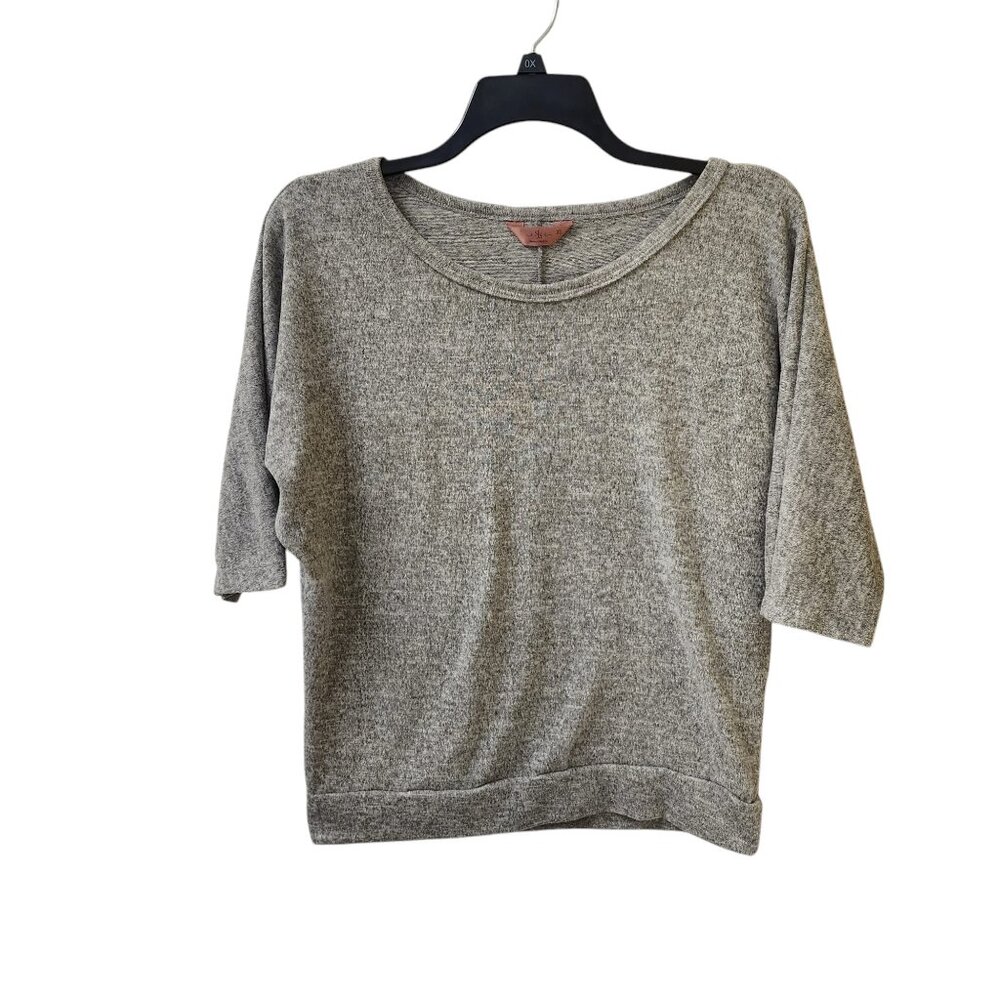 SJS Grey Soft Batwing Sleeve Sweater Women's XL Crew Neck Casual